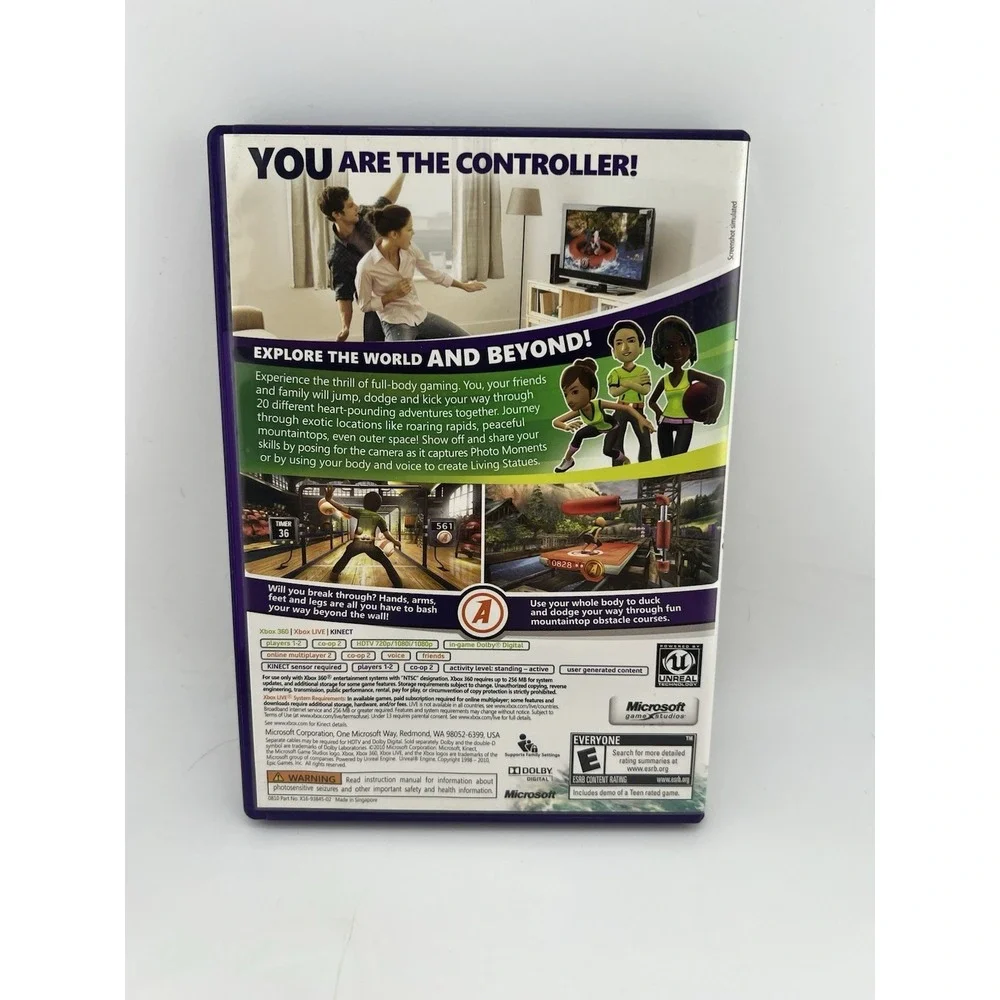 Kinect Adventures Microsoft Xbox 360 Game CIB with Manual‎ Calibration Card